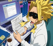 teacher toshinori at his desk